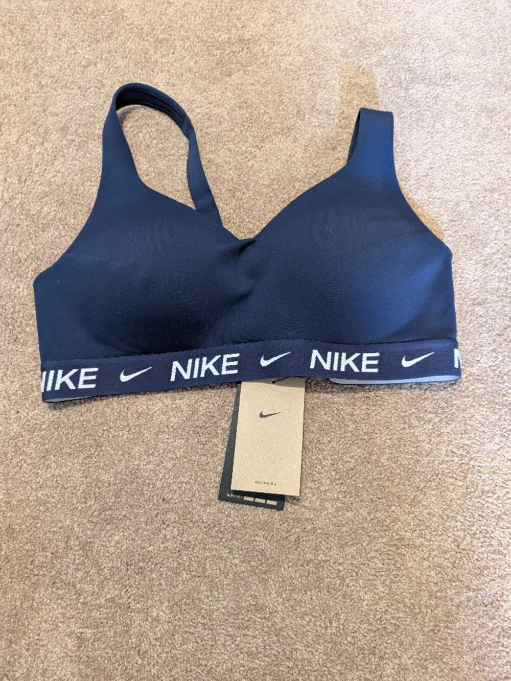 NWT Nike Indy High Support Women Padded Adjustable Sports Bra navy blue medium